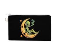 Space Weed Smoking Moon Alien - Monedero con cremallera