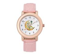 Space Weed Smoking Moon Alien - Reloj de pulsera para mujer, elegante, analógico, de cuarzo, correa de piel