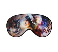 Space Wolf Indian Warrior - Máscara de ojos para dormir para hombres, mujeres, adolescentes y niños, cubierta de sombra de ojos y vendados con los ojos vendados, suave y cómoda para viajes y yoga