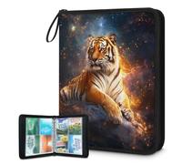 Space Zodiac - Carpeta de tarjetas coleccionables con 4 bolsillos con cremallera, 3 anillos con 50 fundas, organizador de almacenamiento de tarjetas, compatible con tarjetas estándar