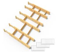 SpaceAid Divisores de cajones de bambú con inserciones y etiquetas, organizadores de cajones ajustables de cocina, organización expandible para el hogar, oficina, aparadores y baño, 6 separadores con