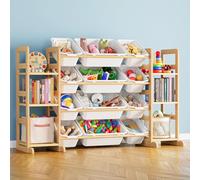 SpaceAid Organizador de almacenamiento de juguetes con 6 estantes y 12 contenedores, estantería, estante para niños, caja de juguetes para organización de sala de juegos para dormitorio y decoración