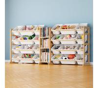 SpaceAid Organizador grande de almacenamiento de juguetes con 24 contenedores y 3 estantes, organizadores de juguetes, estantería de almacenamiento para niños, estantería para dormitorio, sala de