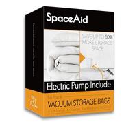 SpaceAid Paquete de 14 bolsas de almacenamiento al vacío con bomba de aire eléctrica, compresión, selladoras, edredones, mantas, almohadas, ropa de cama (4 jumbo, 4 grandes, 3 medianas, 3 pequeñas)