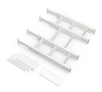 SpaceAid Separadores de cajones de bambú con inserciones y etiquetas, organizadores de cajones ajustables de cocina, organización expandible para el hogar, oficina, aparadores, 4 separadores con 9
