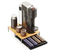 SpaceAid Soporte de bambú para cápsulas de café compatible con cápsulas Nespresso Vertuo, bandeja organizadora de accesorios de estación de café compatible con 40 cápsulas grandes o 56 pequeñas, color