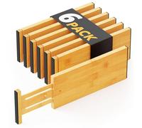 SpaceAid WIAONE - Divisores de cajones de bambú para cómoda, paquete de 6, 4.65 pulgadas de alto, ajustables de 12.5 a 17 pulgadas, organización expandible para ropa, ropa, aparadores, color natural