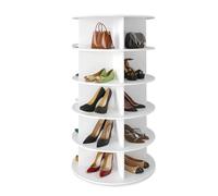 SpaceAid Zapatero Giratorio de 5 Niveles, Exhibidor de Zapatos Lazy Susan, 360 Grados, Carrusel Redondo, Organizador Vertical (Blanco)