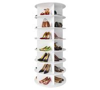 SpaceAid Zapatero giratorio de 7 niveles, exhibidor giratorio de zapatos Lazy Susan, zapatero giratorio de 360 grados, carrusel redondo, organizador vertical para organizar zapatos (7 niveles, blanco)