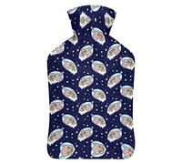 SpaceCow - Botella de agua de goma Moo con cubierta de felpa suave, bolsa de agua caliente para invierno, manos y pies, protección contra el frío, 1000 ml