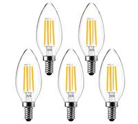 Spacelumen 4W Bombillas LED vela SES regulables E14 Dimmable 5 unidades | luz blanca cálida de 2700K, bombilla e14 regulable rosca fina 4W, equivalentes a una bombilla incandescente de 40W