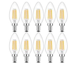 Spacelumen 4W Bombillas LED vela SES regulables E14 Dimmable paquete de 10 | luz blanca cálida de 2700K, bombilla e14 regulable rosca fina 4W, equivalentes a una bombilla incandescente de 40W