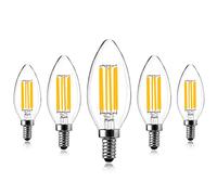Spacelumen Bombillas LED E14 de rosca pequeña, bombillas LED Edison regulables, 6 W, 2700 K, para candelabros de techo, paquete de 5