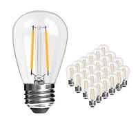 Spacelumen bombillas LED S14 de 2 W con casquillo E27 y carcasa de cristal; bombillas impermeables de 2700 K (blanco cálido) para guirnaldas de exterior Lote de 25