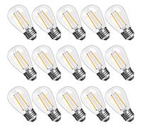 Spacelumen bombillas LED S14 de 2 W con casquillo E27 y carcasa de cristal; bombillas impermeables de 2700 K (blanco cálido) para guirnaldas de exterior Lote de 15
