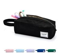 SPACEMATE Estuche para lápices, material escolar para niñas y niños, estuche estético de lona resistente, bolsa de papelería simple con cremallera para mujeres, hombres y adultos, negro, 1200 ml