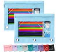 SPACEMATE Paquete de 2 estuches para lápices para carpetas de 3 anillas, suministros escolares, para niñas y niños, organizador de bolígrafos estéticos grandes, color azul cielo