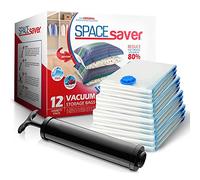 Spacesaver Bolsas de vacio ropa Premium, 80% Más de Almacenamiento, Bomba para Viajes, Sello de doble cierre y válvula turbo con triple sellado, Bolsas Vacío Ahorro de Espacio-Variedad 12 Piezas