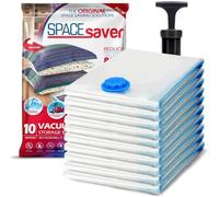 Spacesaver Bolsas de vacio ropa Premium, 80% Más de Almacenamiento, Bomba para Viajes, Sello de doble cierre y válvula turbo con triple sellado, Bolsas Vacío Ahorro de Espacio-Medianas 10 Piezas