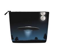 Spaceship at Night - Neceser de viaje versátil, bolsa de maquillaje de cáñamo falso, multiusos, organizador de accesorios cosméticos, Black, Talla única