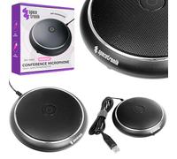 Spacetronik Micrófono de conferencia USB sin altavoz, micrófono USB PC con cancelación de ruido, botón de silencio LED, Plug & Play, condensador omnidireccional de 360 grados para zoom, Skype, equipos