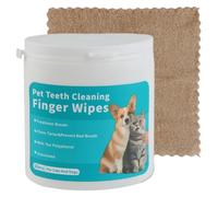 SpaceWings 50 toallitas de limpieza de dientes de mascotas, cepillo de dientes de perro, toallitas dentales para gatos con toalla absorbente de saliva, limpieza suave desechable para reducir el sarro