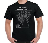 Spacex Engine Blueprint T-Shirt Graphic Top Printed Shirt Short Sleeve Mens tee