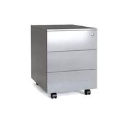 Spacio Cajonera metálica Oficina 2 o 3 cajones Buck movil Archivador Profesional Alta Gama con Ruedas y Cerradura 40 x 54 x 55 cm (Gris, 3 Cajones)
