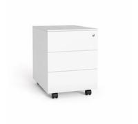 Spacio Cajonera metálica Oficina 2 o 3 cajones Buck movil Archivador Profesional Alta Gama con Ruedas y Cerradura 40 x 54 x 55 cm (Blanco, 3 Cajones)