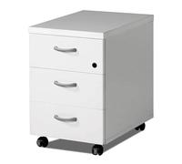 Spacio Cajonera Oficina 3 cajones Buck movil Profesional Alta Gama con Ruedas y Cerradura 40 x 54 x 58 cm Color Blanco