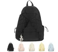 Spacious Angel Wing Backpack,Cutecore Coquette Wing Themed Travel Daypack with Zipper,Fun Kawaii Large Capacity Nylon Bag ，Black