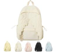 Spacious Angel Wing Backpack,Cutecore Coquette Wing Themed Travel Daypack with Zipper,Fun Kawaii Large Capacity Nylon Bag ，Beige