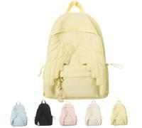 Spacious Angel Wing Backpack,Cutecore Coquette Wing Themed Travel Daypack with Zipper,Fun Kawaii Large Capacity Nylon Bag ，Light Yellow