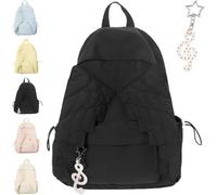 Spacious Angel Wings Backpack for Women,Novelty Kawaii Travel Daypack with Zipper,Large Capacity Lightweight Nylon Backpack，Black