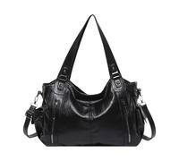 Spacious Fashion Shoulder Bag, Large Capacity Tote Bag, Lightweight Stylish Working Bag for Women, PU Leather Tote Bags 14.96x11.42x4.92 for Shopping, Travel, Work (Dark Coffee, Black, Brown)