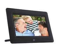 Spacmirrors Marco de Fotos Digital de 13 Pulgadas Reloj Despertador Presentación de Diapositivas Reproductor MP3/4 Kit de Control Remoto, Blanco (Negro)