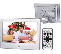 Spacmirrors Marco de Fotos Digital de 7 Pulgadas, Marco de Fotos Digital, Pantalla de Alta resolución 1024 x 600, Reproductor de vídeo MP3, Calendario, Despertador con Mando a Distancia, Compatible