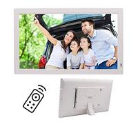 Spacmirrors Marco de Fotos Digital de Fotos Marcos de Fotos Digitales de 18,5 Pulgadas Pantalla LED panorámica 16:9 con Ranuras para Tarjetas USB/SD y Imagen Digital con Control Remoto,Blanco