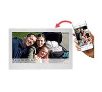 Spacmirrors Marco de Fotos Digital HD de 10,1 Pulgadas Ultrafino IPS Álbum de Fotos electrónico Calendario Reloj Despertador Vídeo MP3 Pronóstico del Tiempo Reproducción USB/SD (Blanco)