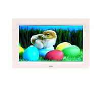 Spacmirrors Marcos de Fotos Digitales 9 Pulgadas Electrónico Operación Simple Reproductor de Publicidad Multimedia Video Música Reproducción de imágenes Reloj Función de Calendario (Blanco)