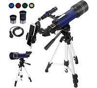 Spacmirrors Telescopios para Astronomía, Telescopios Refractores HD de 70 Mm con Obturador de Fotos con Trípode Ajustable, Filtro de 4 Lunas para Telescopio para Adultos y Niños, para