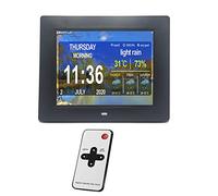 Spacmirrors WiFi Marco de Fotos Digital Pantalla HD de 8 Pulgadas Calendario de Reloj Digital con pronóstico del Tiempo Temperatura y Humedad Máquina de Publicidad Comercial Reproductor de Video (n