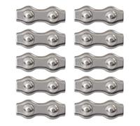 Spacnana 10 Clips para Cuerda de Alambre de Doble Perno, Acero Inoxidable | Sujetadores de Cables, Abrazaderas de Doble Perno Reutilizables, Acero Inoxidable 304, para Anclaje e Elevación Marinos