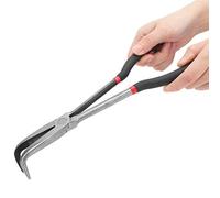 Spacnana Alicates de Punta de Aguja de 11 Pulgadas, Construcción de Acero para Herramientas, Alicates de Punta Larga Doblados de 90 Grados con Agarre Cómodo para Fabricación de Joyas y Manualidades