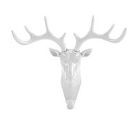 Spacnana Bolsa de Llave de la Cabeza de Ciervos, Gancho Organizador, Soporte para la Puerta de la Pared Adhesiva con Soporte de Pared para Fijar, Percha, Montaje (WHITE)