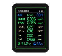 Spacnana Calidad del Aire Interior Monitor Temperatura Sensor de Humedad Batería Pantalla TFT TFT Detector de Calidad del Aire para la Oficina en Casa (BLACK)
