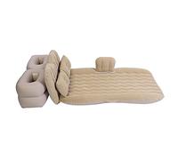 Spacnana Colchón Inflable, Material Flocado de PVC, Cómoda Cama de Aire, Incluye Almohadas y Bomba, Ideal para Acampar y Viajar (Beige)