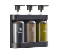 Spacnana Dispensador de Ducha Montado en la Pared ABS, Instalación sin Taladro, 3 Cámaras para champú, Acondicionador, Lavado Corporal, Organizador de Almacenamiento para Baño (Gris Oscuro)