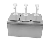 Spacnana Dispensador de Salsa, Bomba de Condimentos, Dispensador de Jarabe de 30 Ml con Cubierta de Acero Inoxidable y Frasco Extraíble para Ketchup, Mostaza, Miel, Leche y Aceite (Bomba triple de 2L)