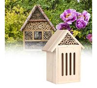 Spacnana Hotel Bug House Bee Madera Natural de Nogal con Canales Tubulares para Decoración de Jardín Al Aire Libre y Observación de Insectos (Tipo C)